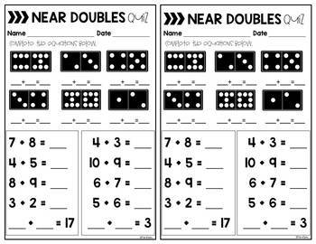 Doubles and Near Doubles Matching Task Cards & Assessments | TpT