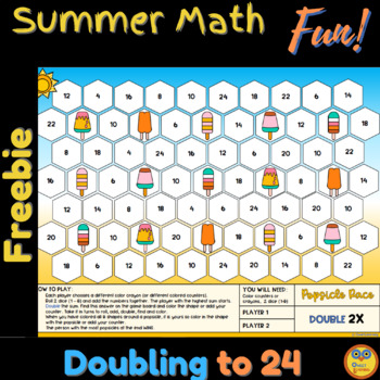 Preview of Doubles facts in Math fun Summer Game FREEBIE for 1st & 2nd Graders