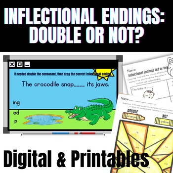 Preview of Doubling Consonants with Inflectional Endings (ed, -ing) for 1st Grade -Digital