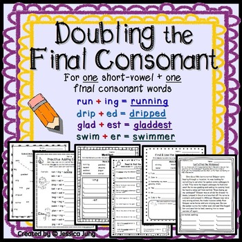 Doubling the Final Consonant (when adding -ing, -ed, -er, -est suffixes)