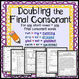 Doubling the Final Consonant (when adding -ing, -ed, -er, 