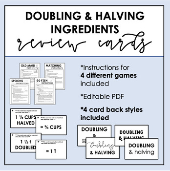 Preview of Doubling & Halving Recipe Review Cards -- 4 Games Included