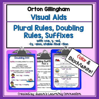 Preview of Adding Suffixes - Plural Rules - Doubling Rules - Orton Gillingham Anchor Charts