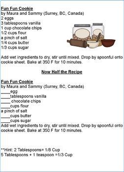 doubling and halving recipes worksheets by debbie madson tpt