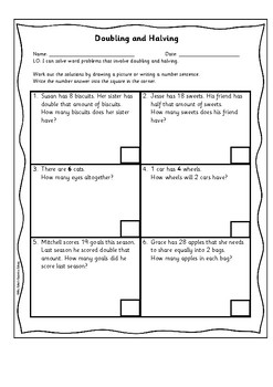 doubling and halving word problem by mrs bakers resource bakery tpt