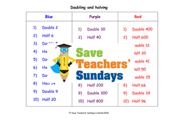 doubling and halving worksheets 3 levels of difficulty tpt