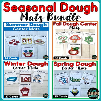 Preview of Dough Center Mats Bundle | Fall Winter Spring Summer Fine Motor Activities