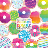 Donut Clipart Watercolor Rainbow - Doughnut Dessert Bakery