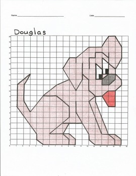 Preview of Quadrant 1 Coordinate Graph Mystery Picture, Douglas the Dog
