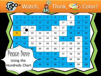 Preview of Dove Hundreds Chart Fun - Watch, Think, Color Mystery Pictures