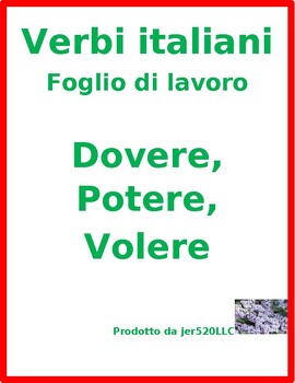 Preview of Dovere Potere Volere Italian Verbs Worksheet
