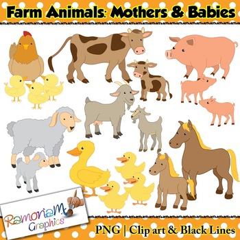 mom and baby animals clip art