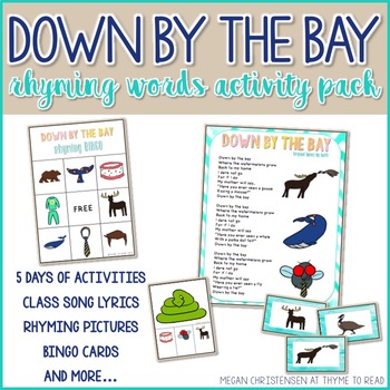 Preview of Down by the Bay" Rhyming Words Activity Pack