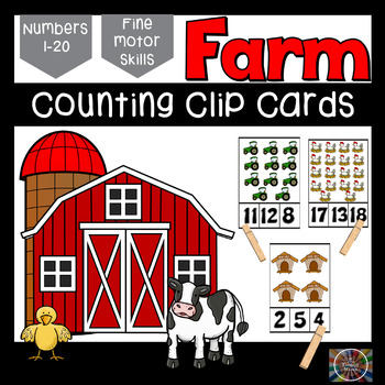 Preview of Farm Clothespin Number Clip Cards