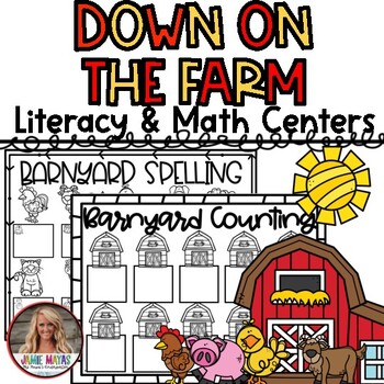 Preview of Down on the Farm Kindergarten Literacy & Math Centers