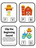 Down on the Farm themed Sound Clip it Cards preschool lear