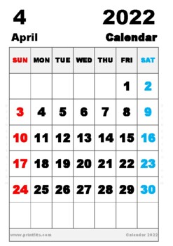 download free printable april 2022 calendar a4 paper size by printfits