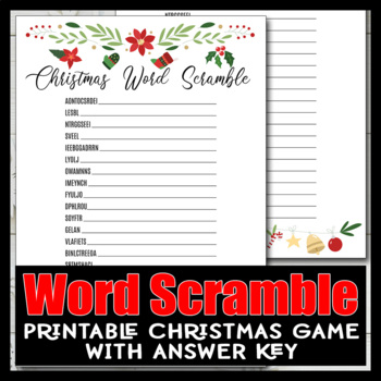 Christmas Word Scramble Game, No Prep Printable Christmas Activities ...