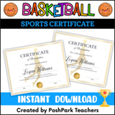 Downloadable Basketball Certificate Template, Sports Parti