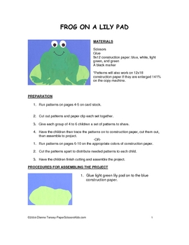 Preview of Downloadable Frog and Lily Cut and Paste Art Project Pattern Packect