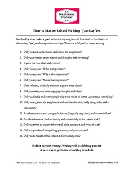 Preview of Dr. B's How to Master School Writing - Just Say Yes
