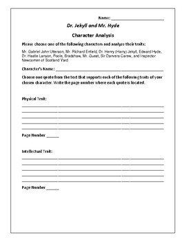 character analysis jekyll and hyde