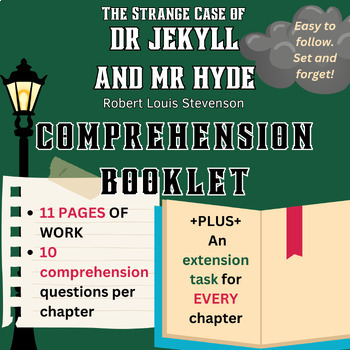 Preview of Dr. Jekyll and Mr. Hyde Full novel Comprehension booklet/Comprehension Bundle