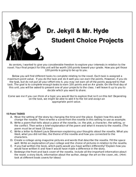 Preview of Dr. Jekyll and Mr. Hyde Student Choice Projects