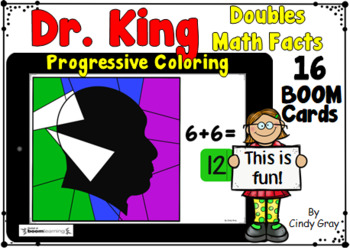 Preview of Dr. King ~ Double Math Facts ~ Progressive Coloring~BOOM Cards~Distance Learning