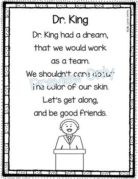 Preview of Dr. King - Martin Luther King Poem for Kids