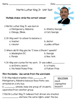 Dr. King Unit Test by Tremendous in Third | TPT