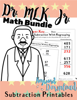 Preview of Dr. MLK Jr. Math 2-DIGIT & 3-DIGIT SUBTRACTION WITH/WITHOUT REGROUPING