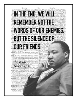 Preview of Inspirational Quote Wall Art PDF - King "Silence of Friends" v. 1