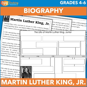 Preview of Dr. Martin Luther King, Jr. Biography Project & Activities - MLK Day ELA Packet