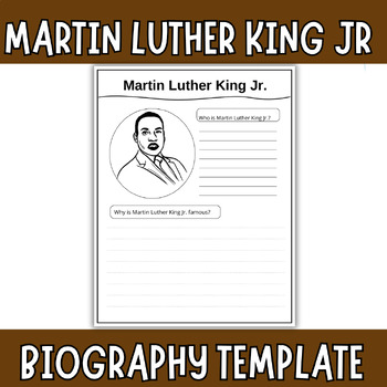 Preview of Dr. Martin Luther King Jr. Biography Template - Black History Month