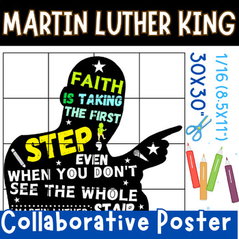 Preview of Dr. Martin Luther King, Jr. Collaborative Coloring Poster | Black History Month