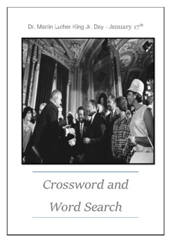 Preview of Dr. Martin Luther King Jr. Day - January 17th Crossword Puzzle Word Search Bell