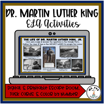 Preview of Dr. Martin Luther King Jr. Escape Room & ELA Reading Comprehension Activities