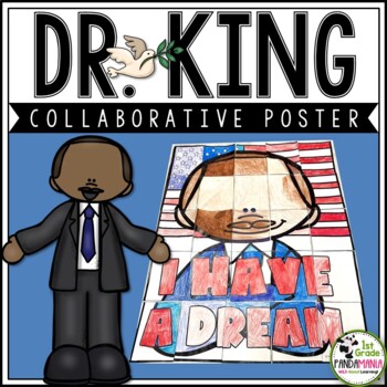 Preview of Dr. Martin Luther King Jr., MLK Collaborative Poster Coloring and Puzzle