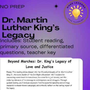 Preview of Dr. Martin Luther King Jr. Legacy: Civil Rights Reading Comprehension Worksheet