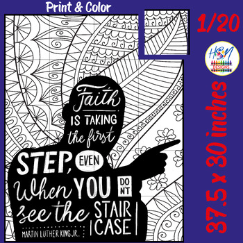 Preview of Dr. Martin Luther King Jr., MLK Day Quote Collaborative Poster Coloring & Puzzle