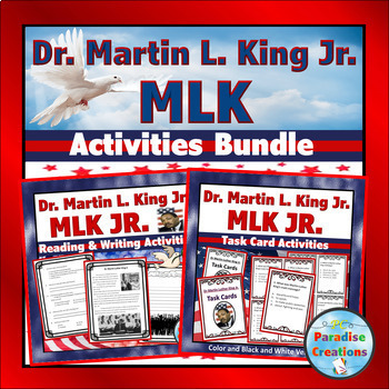 Preview of Dr. Martin Luther King Jr. MLK Reading, Writing, & Task Cards Activities Bundle