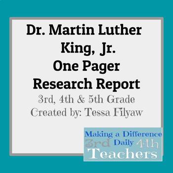 Preview of Dr. Martin Luther King, Jr. One Pager Research