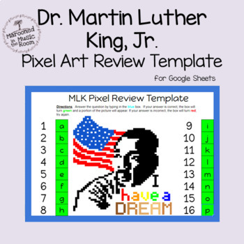 Preview of Dr. Martin Luther King, Jr. Pixel Art Review Template for Google Sheets