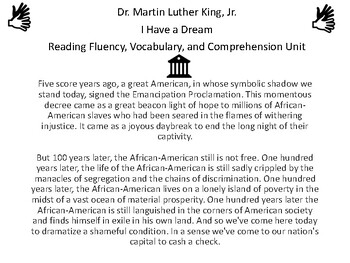 Preview of Dr. Martin Luther King, Jr. Reading Fluency, Vocabulary, and Comprehension