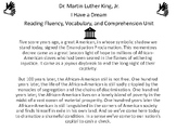 Dr. Martin Luther King, Jr. Reading Fluency, Vocabulary, a