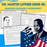 Dr Martin Luther King Jr. Reading Passage, Worksheet, and 