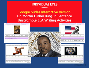 Preview of Dr. Martin Luther King Jr. Sentence Unscramble Writing Google Slides Interactive
