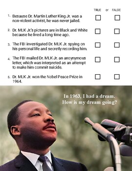 Preview of Dr. Martin Luther King Jr. - True or False Plus Discussion