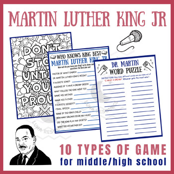 Preview of Dr Martin Luther King independent reading Activities Unit Sub Plans middle high